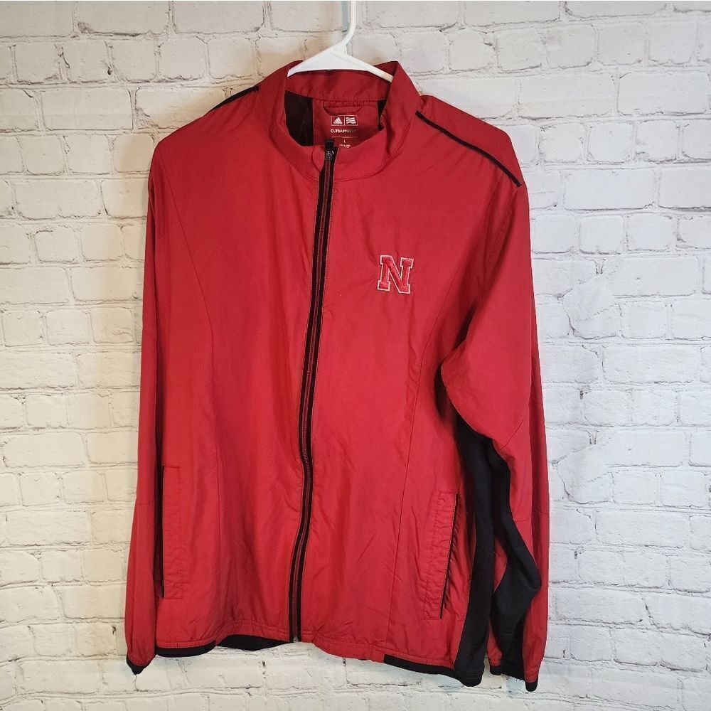 Men's Addidas Nebraska "Climalite" full zip, athletic jacket, size large